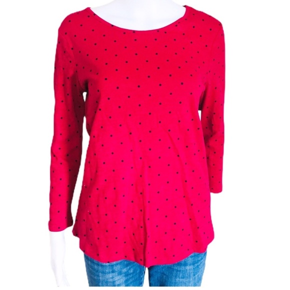 NWT OLD NAVY Twist Back Top With Polka Dot Print & Long Sleeves Red Size Medium - Picture 3 of 14